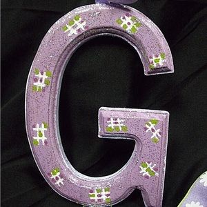 NEW Letter G purple flower barrette hanging storage organizer